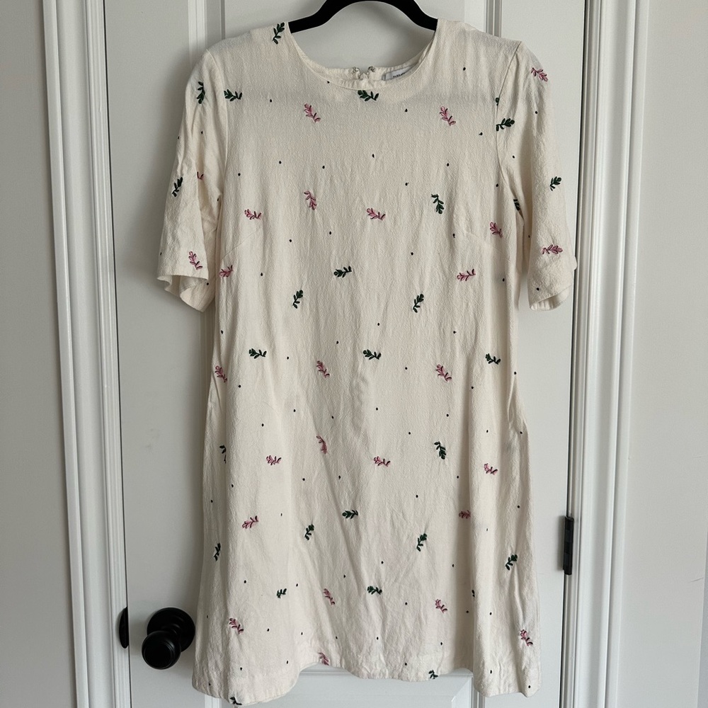 & Other Stories A line Embroidered Linen Mini Dress